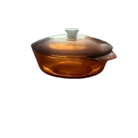 Vintage 2 quart Anchor Hocking Harvest USA 438 amber colored w/lid - Picture 1 of 13